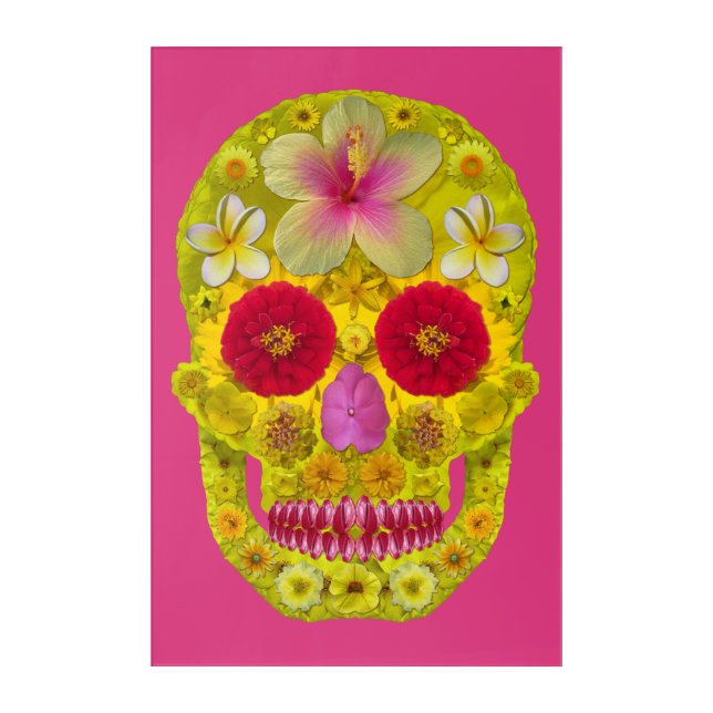 Flower Skull 8 Acrylic Print (Front)