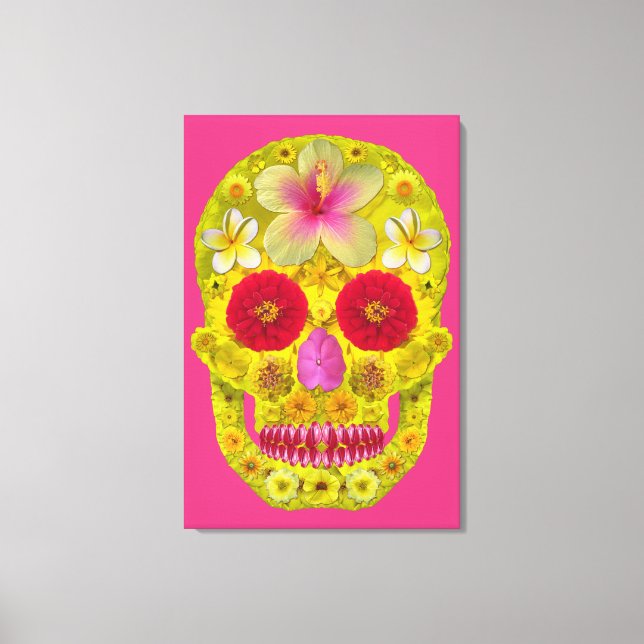 Flower Skull 8 Canvas Print (Front)