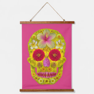 Flower Skull 8 Hanging Tapestry