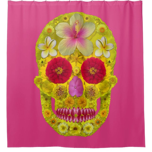 Flower Skull 8 Shower Curtain (Front)