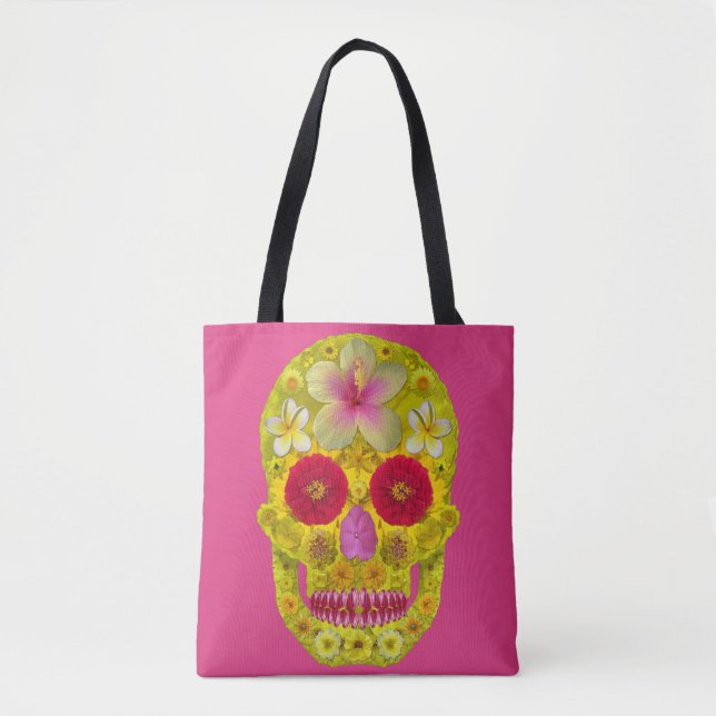 Flower Skull 8 Tote Bag (Front)