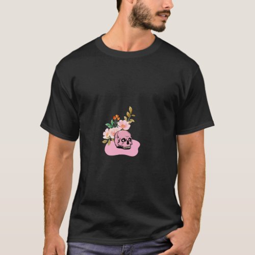 flower skull design T_Shirt