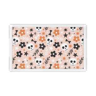Flower Skull Pattern Acrylic Tray