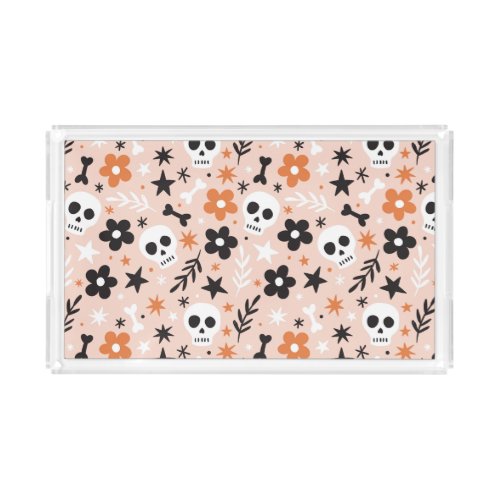 Flower Skull Pattern Acrylic Tray