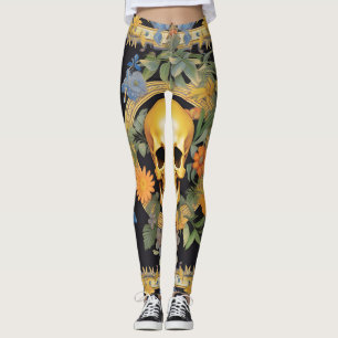 Flower Skull Pattern   Bright Colors Leggings
