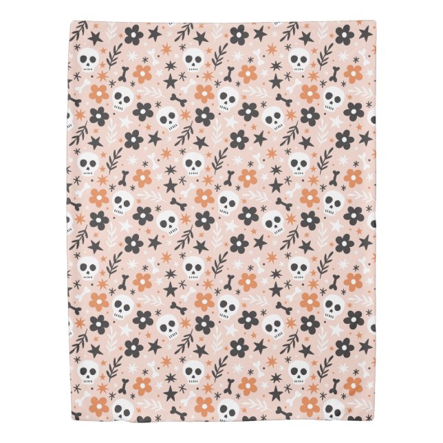 Flower Skull Pattern Duvet Cover (Front)