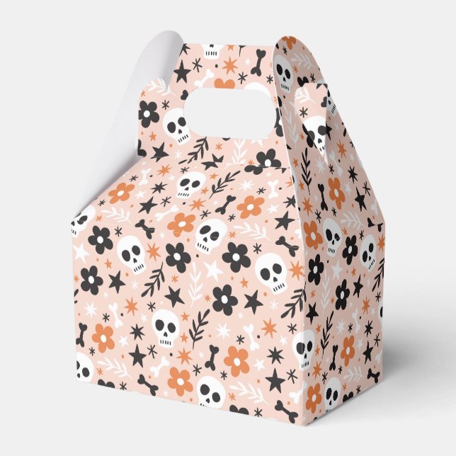 Flower Skull Pattern Favor Boxes (Front Side)