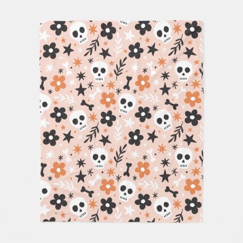 Flower Skull Pattern Fleece Blanket