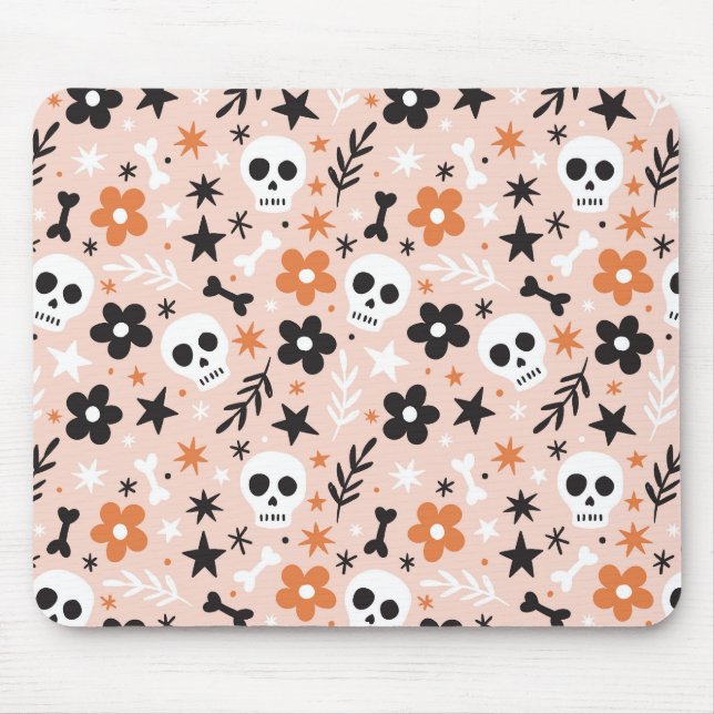 Flower Skull Pattern Mouse Pad (Front)