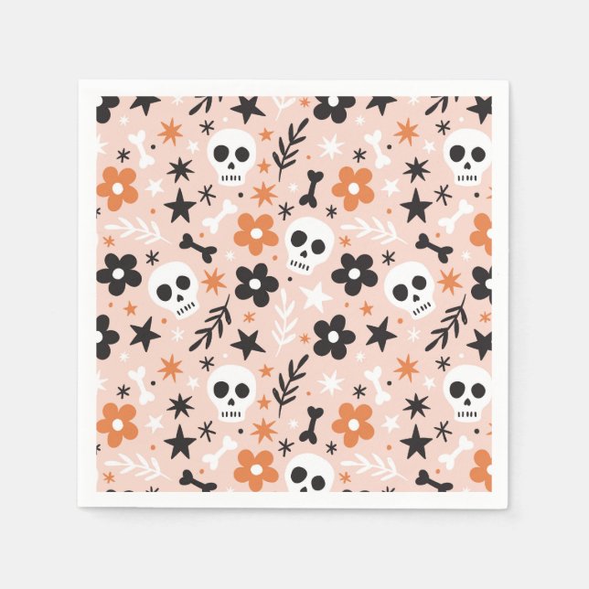 Flower Skull Pattern Napkins (Front)