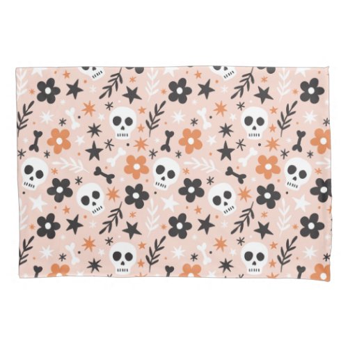 Flower Skull Pattern Pillow Case