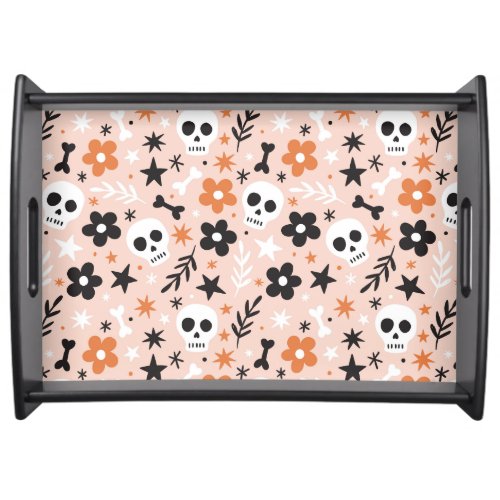 Flower Skull Pattern Serving Tray