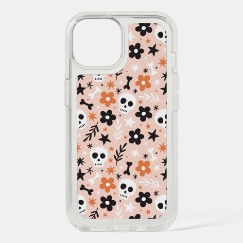 Flower Skull Pattern iPhone 15 Case