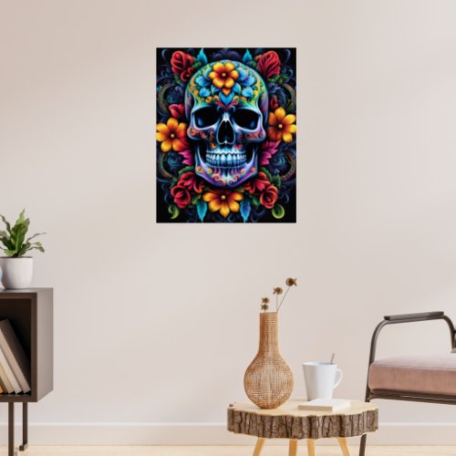 Flower Skull Poster