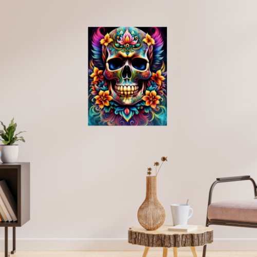 Flower Skull Poster