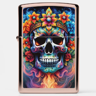 Flower Skull Zippo Lighter