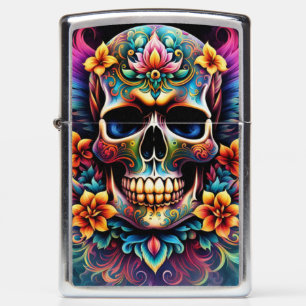 Flower Skull Zippo Lighter
