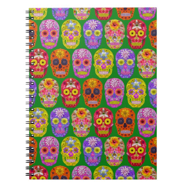 Flower Skulls Seamless Pattern 2018 Notebook (Front)
