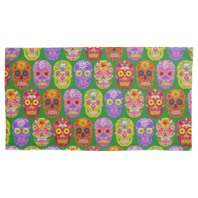 Flower Skulls Seamless Pattern 2018 Pillow Case (Front-Left)