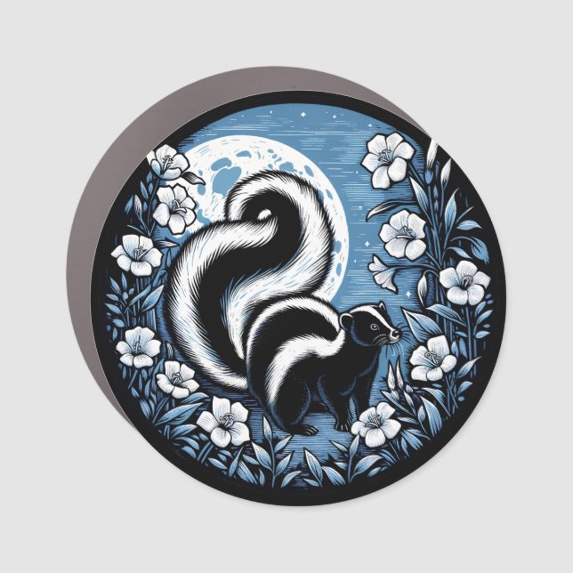 Flower Skunk Artwork Skunks Floral                 Car Magnet (Front)
