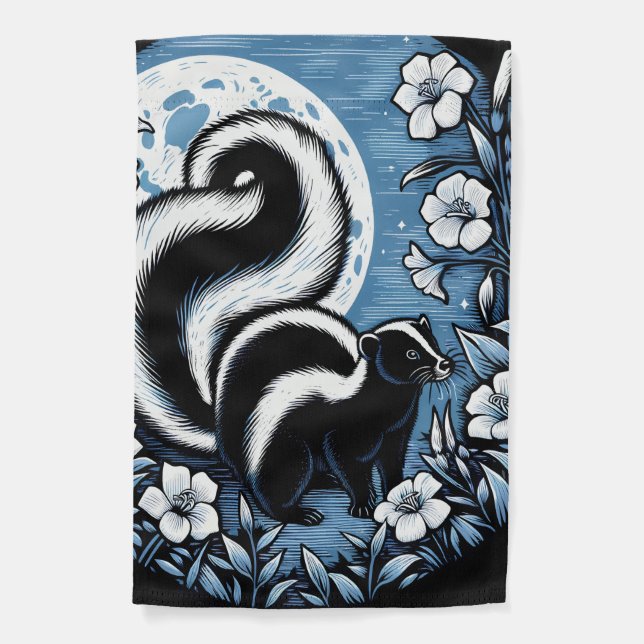 Flower Skunk Artwork Skunks Floral                 Garden Flag (Front)