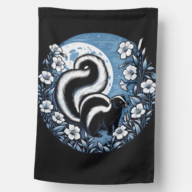 Flower Skunk Artwork Skunks Floral                 House Flag (Front)