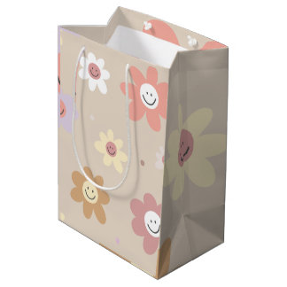 Flower Smiley Wrapping Paper Medium Gift Bag