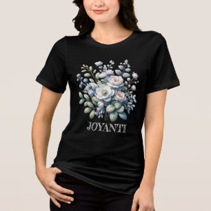 Flower solid black women Tri-Blend shirt