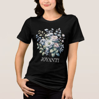 Flower solid black women Tri-Blend shirt