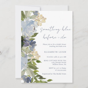 Flower Something Blue Before I Do Bridal Shower Invitation
