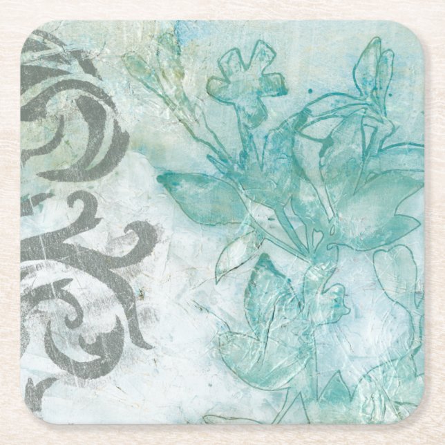 Flower Spray II Square Paper Coaster (Front)