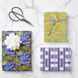 FLOWER SPRIGS and GLOWING BURSTS WRAPPING PAPER