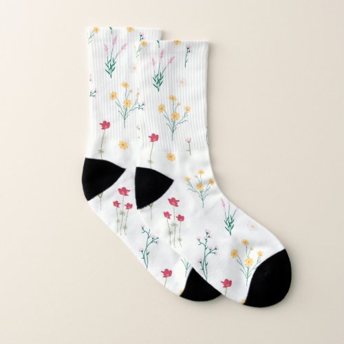 Flower Spring Blooming Floral Seamless Socks