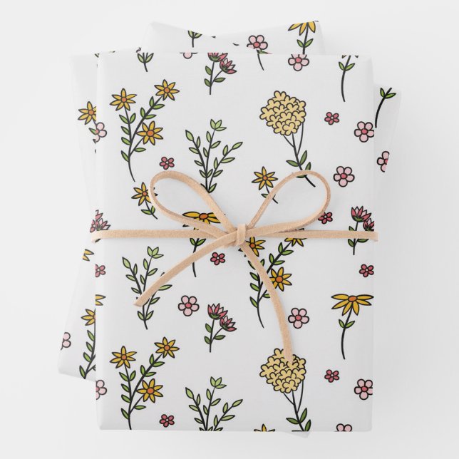 Flower Spring Blooming Floral Seamless Wrapping Paper Sheets (In situ)