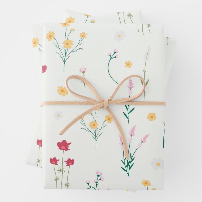 Flower Spring Blooming Floral Seamless Wrapping Paper Sheets (In situ)