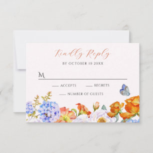 Flower spring garden butterfly RSVP card