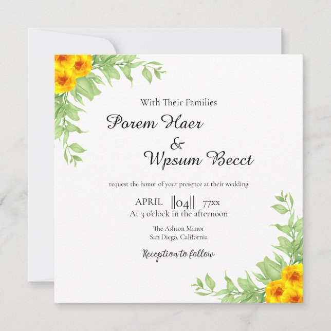 Flower square card template vector (Front)