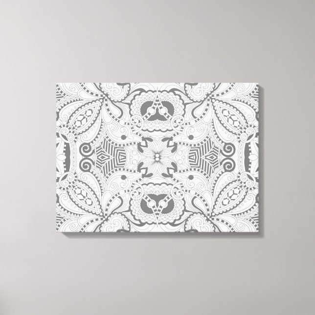 Flower Square Doodle 6 Canvas Print (Front)