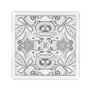 Flower Square Doodle Acrylic Tray