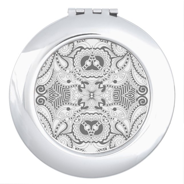 Flower Square Doodle Compact Mirror (Front)