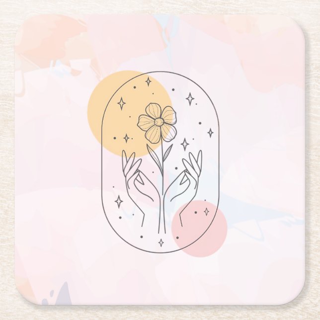 Flower Square Paper Coaster (Front)