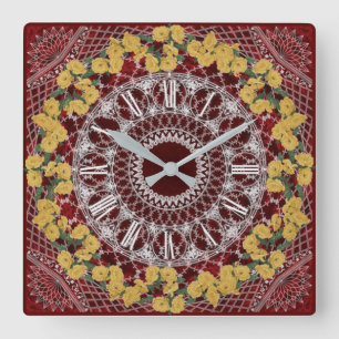 Flower Square Wall Clock