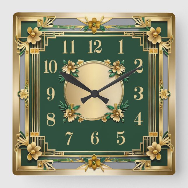Flower Square Wall Clock (Front)