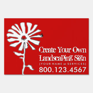 flower squiggle landscaping (red white and blue) sign