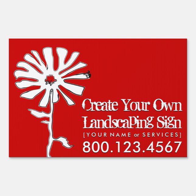 flower squiggle landscaping (red white and blue) sign (Front)