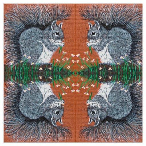 Flower Squirrel Fabric
