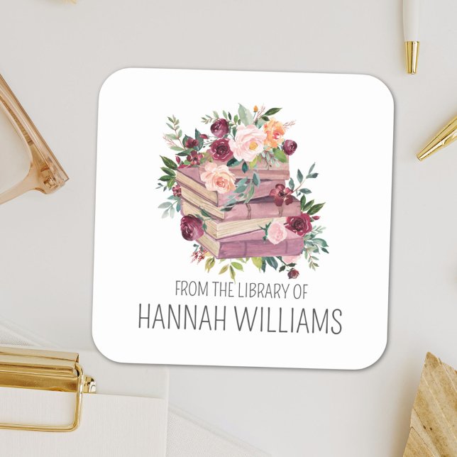 Flower Stack Book From the Library of Bookplate (In situ)