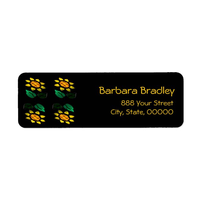 Flower Stained Glass Return Address Label (Front)