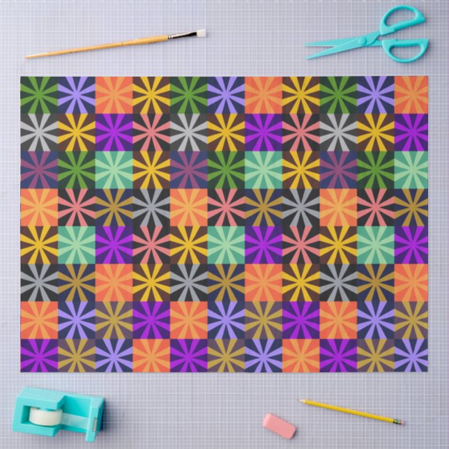 Flower Star Colorful Pattern Tissue Paper (Craft)
