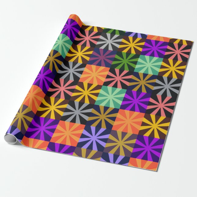 Flower Star Colorful Pattern Wrapping Paper (Unrolled)